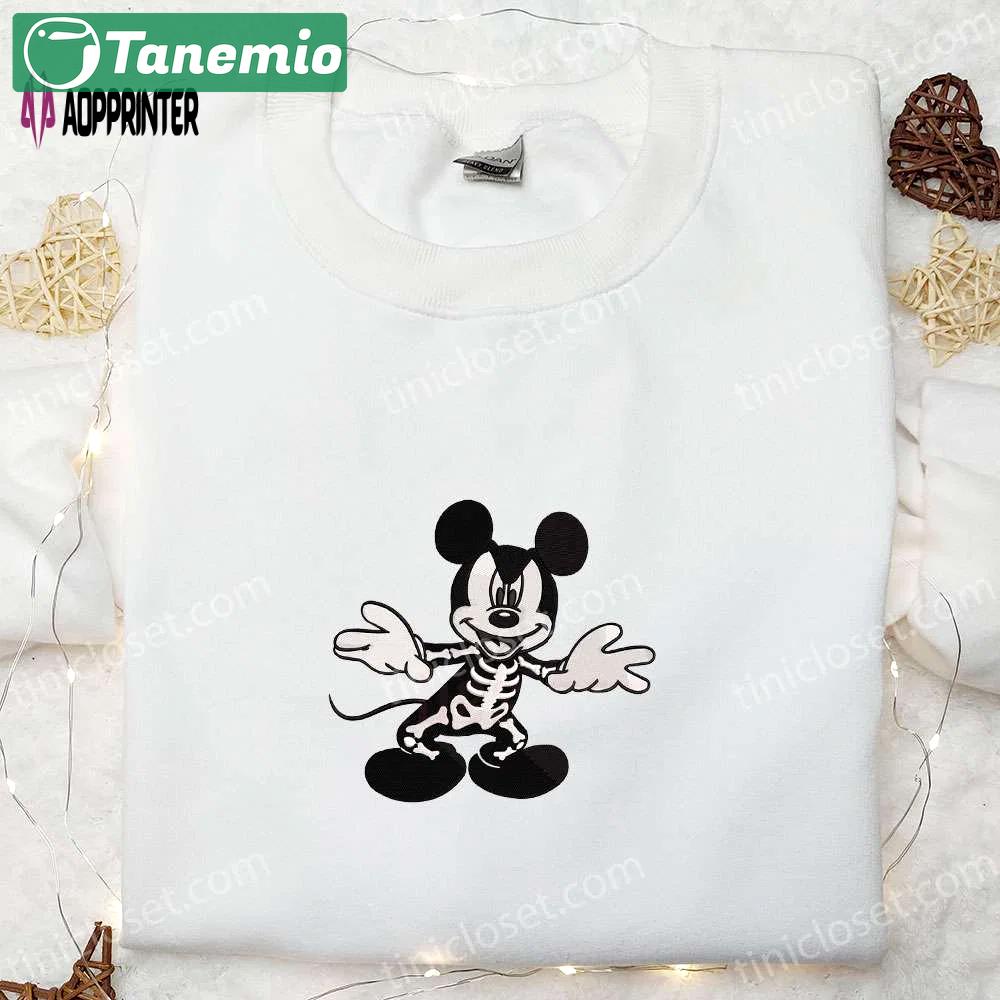 Spook-tacular mickey mouse skeleton halloween shirt – best disney embroidered gift for family Embroidered Shirt