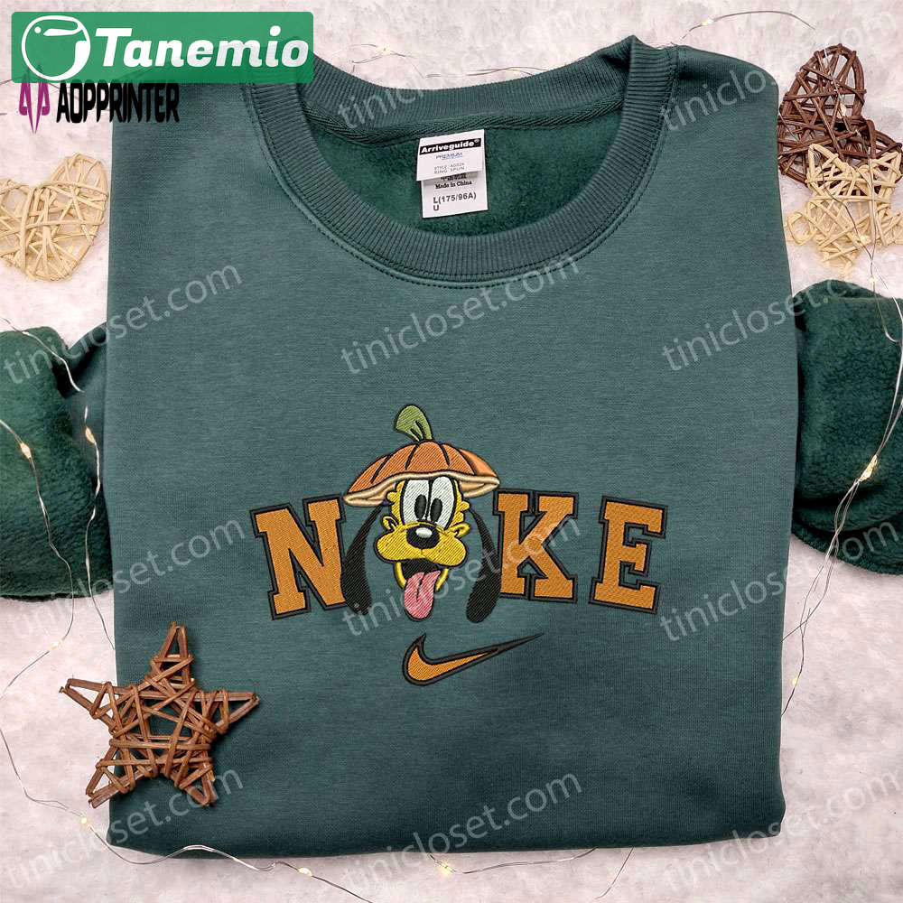 Spooktacular nike x pluto halloween pumpkin hoodie t-shirt & sweatshirt – embroidered delight! Embroidered Shirt