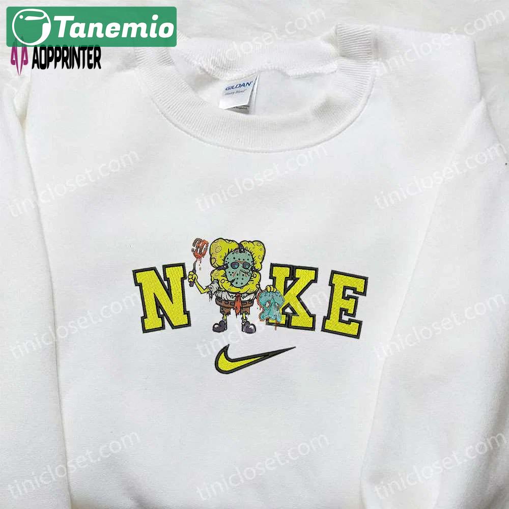 Spooktacular nike x spongebob halloween embroidered sweatshirt cartoon hoodie & adorable t-shirt Embroidered Shirt