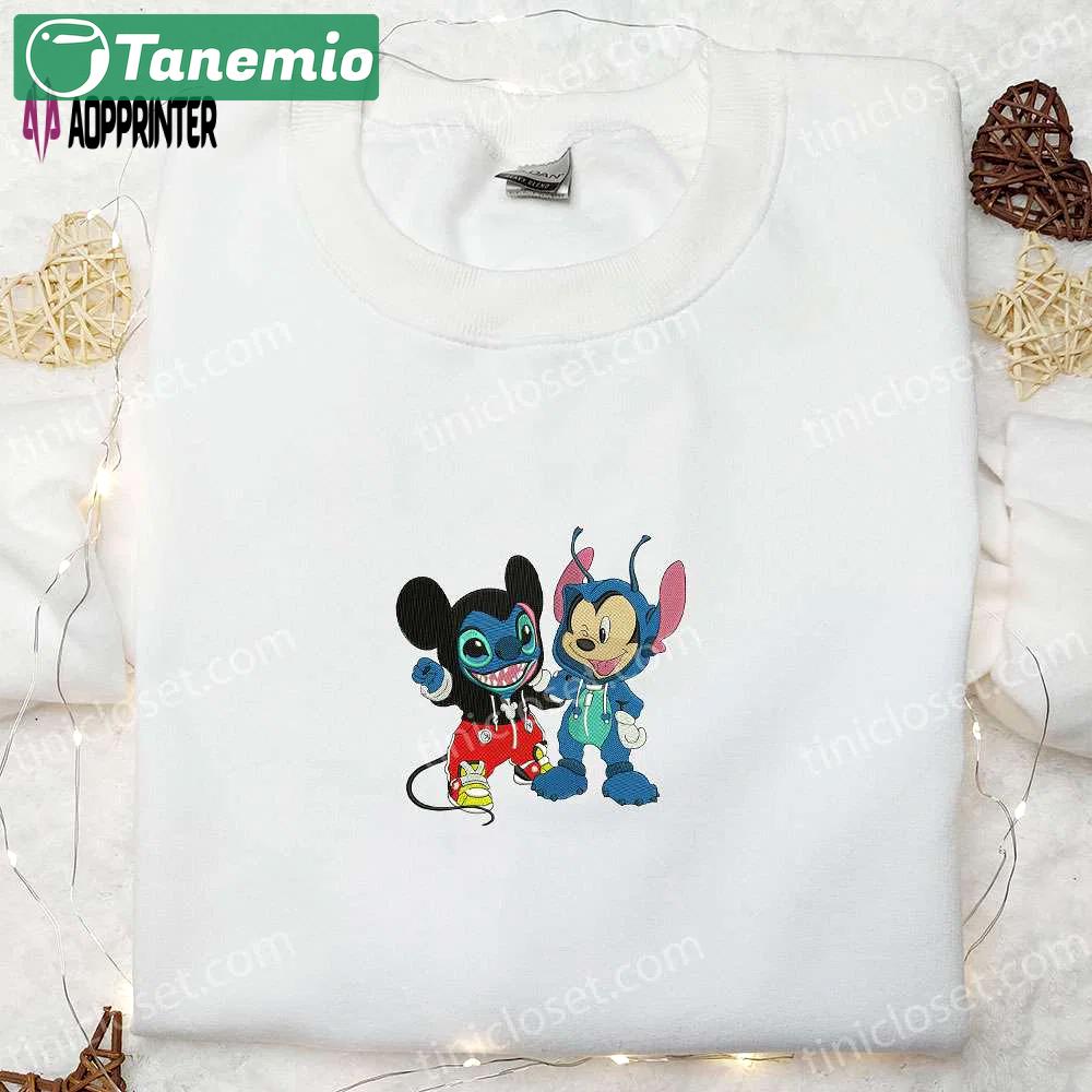 Spooky disney halloween embroidered shirt: mickey stitch changed face – best family gifts Embroidered Shirt