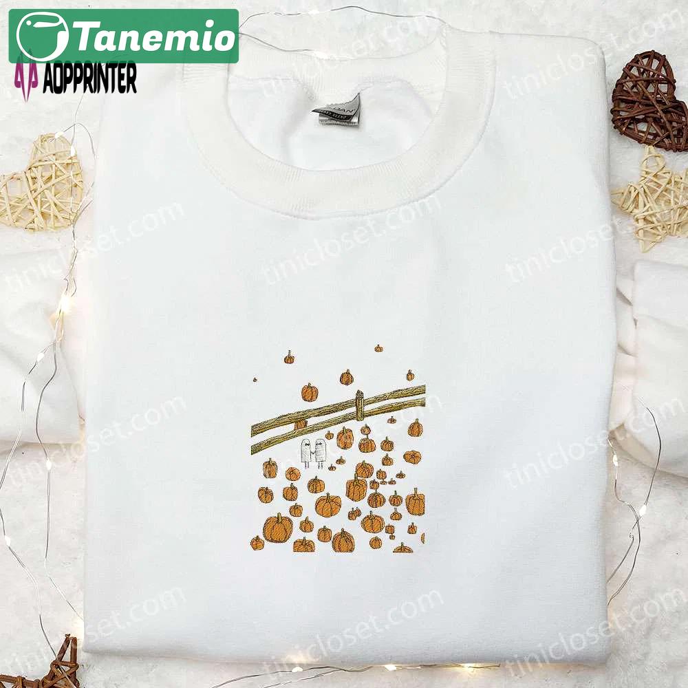 Spooky ghost and pumpkins embroidered sweatshirt – best halloween gifts for family Embroidered Shirt