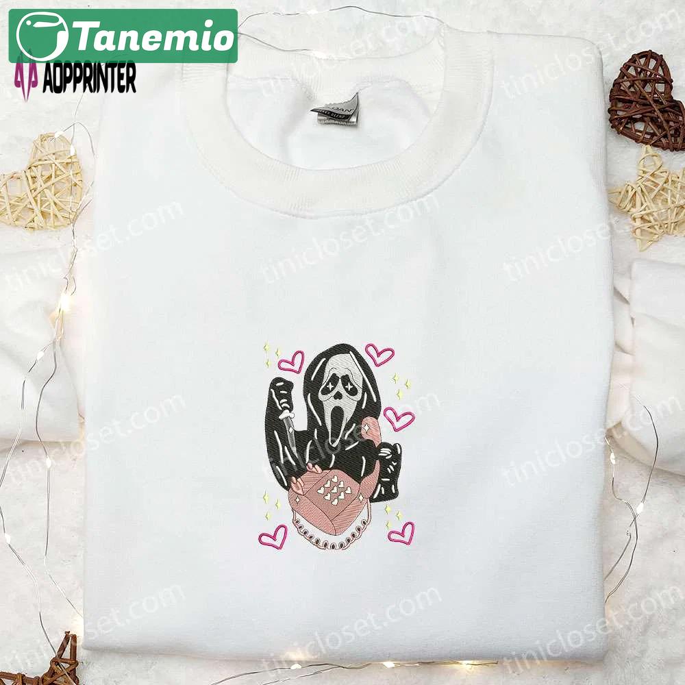 Spooky ghost phone embroidered shirt – funny & cool halloween tee Embroidered Shirt