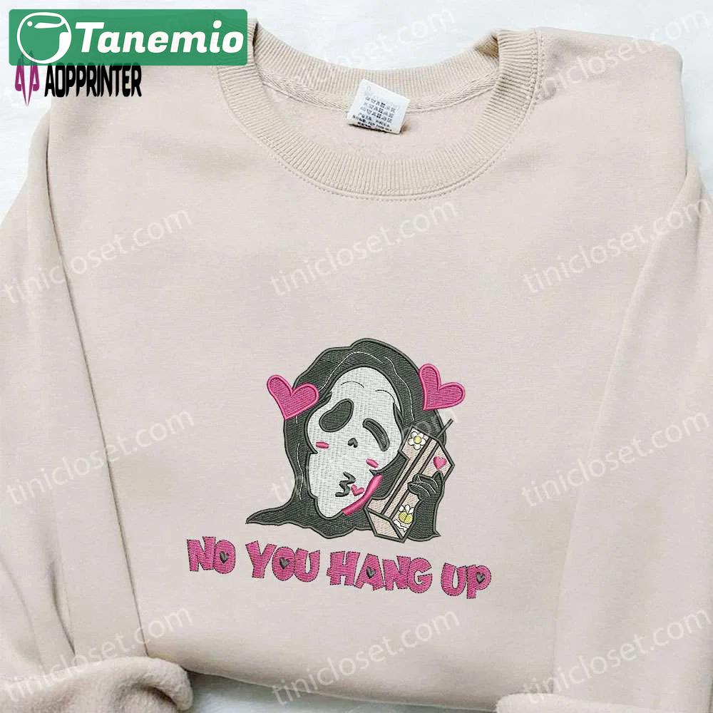 Spooky halloween embroidered shirt & hoodie collection: no you hang up ghost funny t-shirt Embroidered Shirt