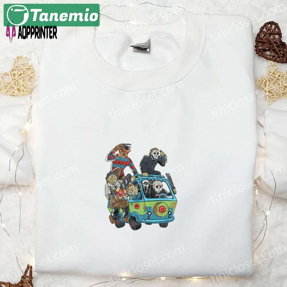 Spooky halloween gang embroidered shirt: spirit t-shirt & funny hoodie Embroidered Shirt