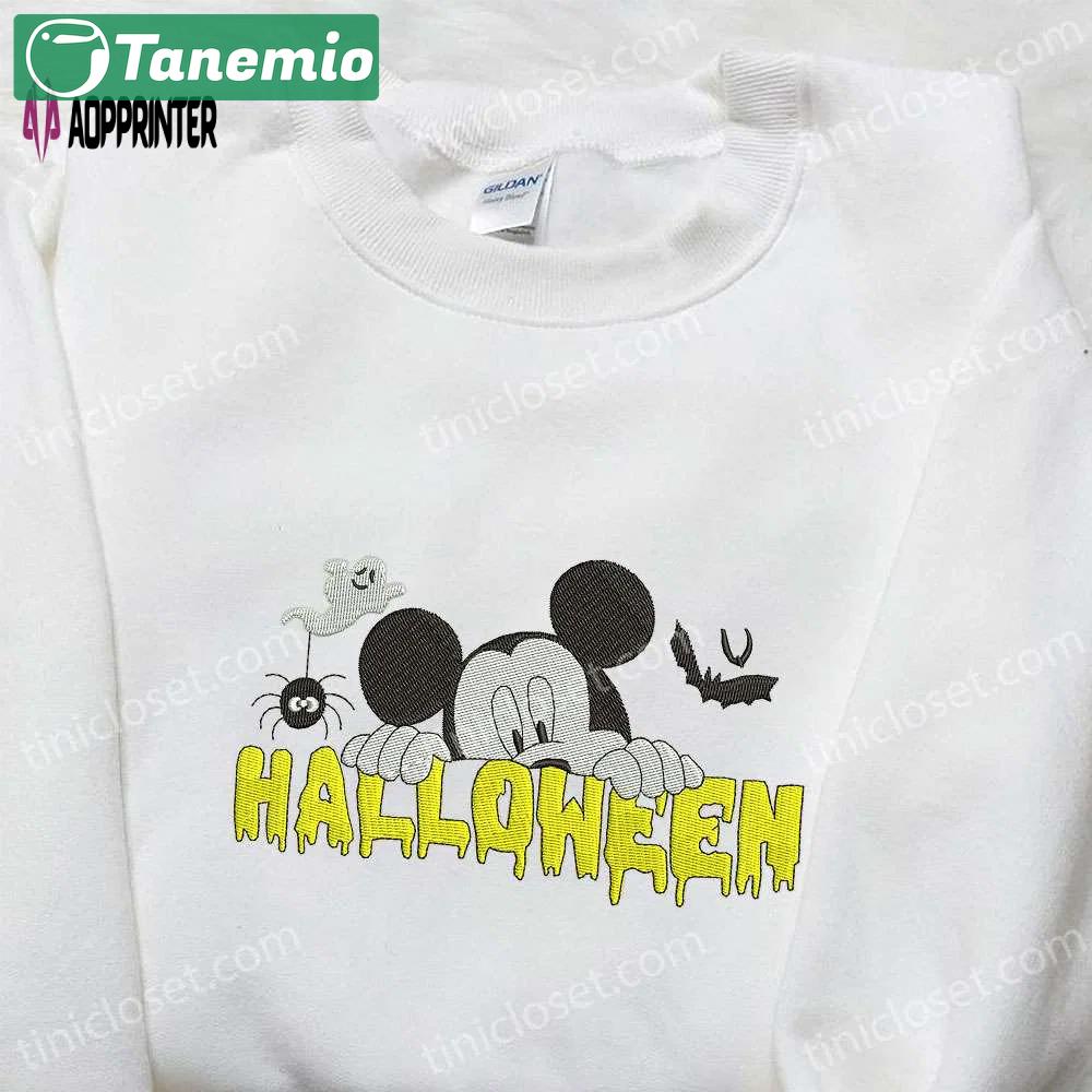 Spooky halloween mickey embroidered shirt disney sweatshirt & hoodie – adorable & stylish! Embroidered Shirt
