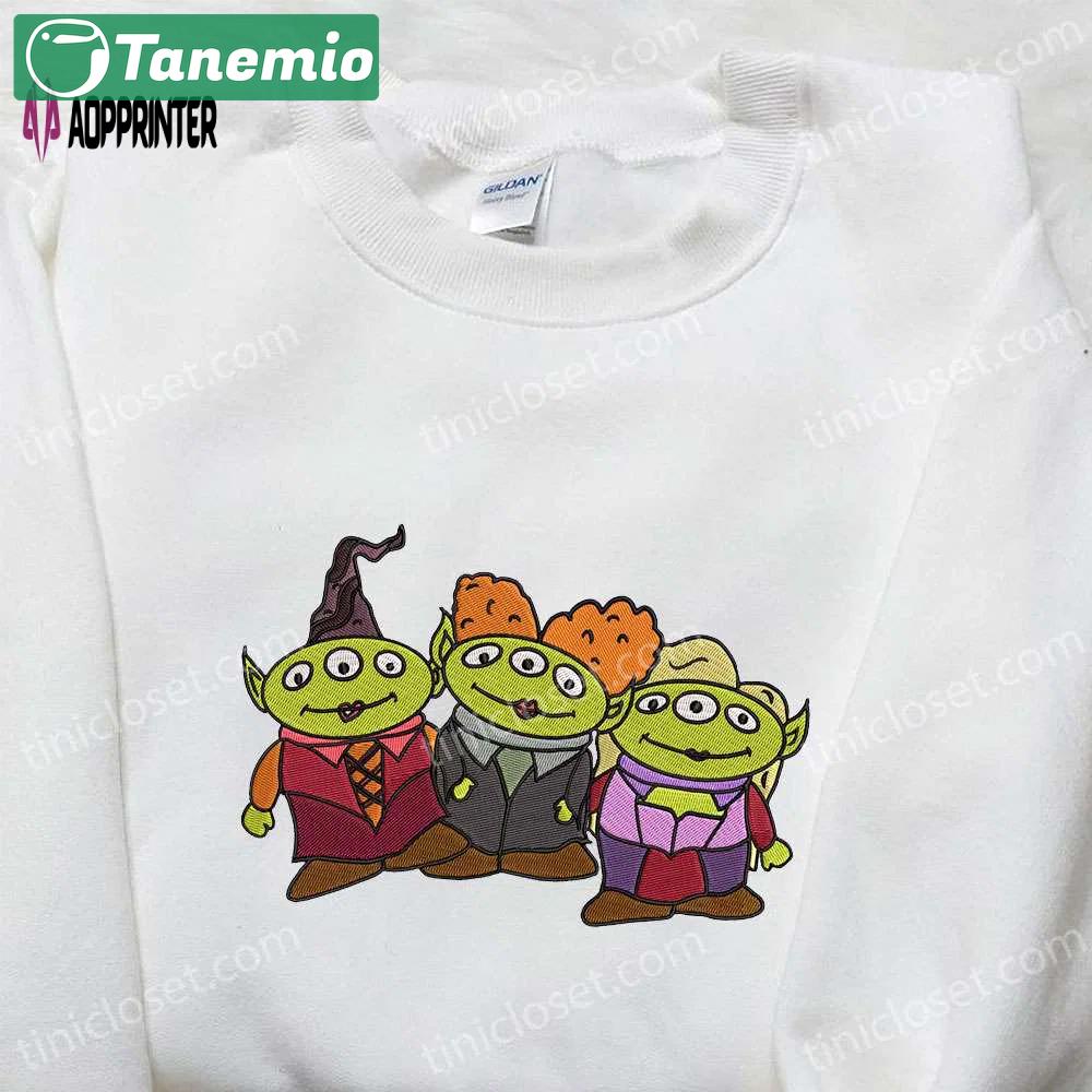 Spooky little green aliens halloween embroidered shirt – best family halloween gift Embroidered Shirt