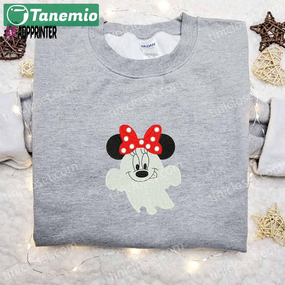 Spooky smiling boo minnie embroidered shirt – best disney halloween gift ideas Embroidered Shirt