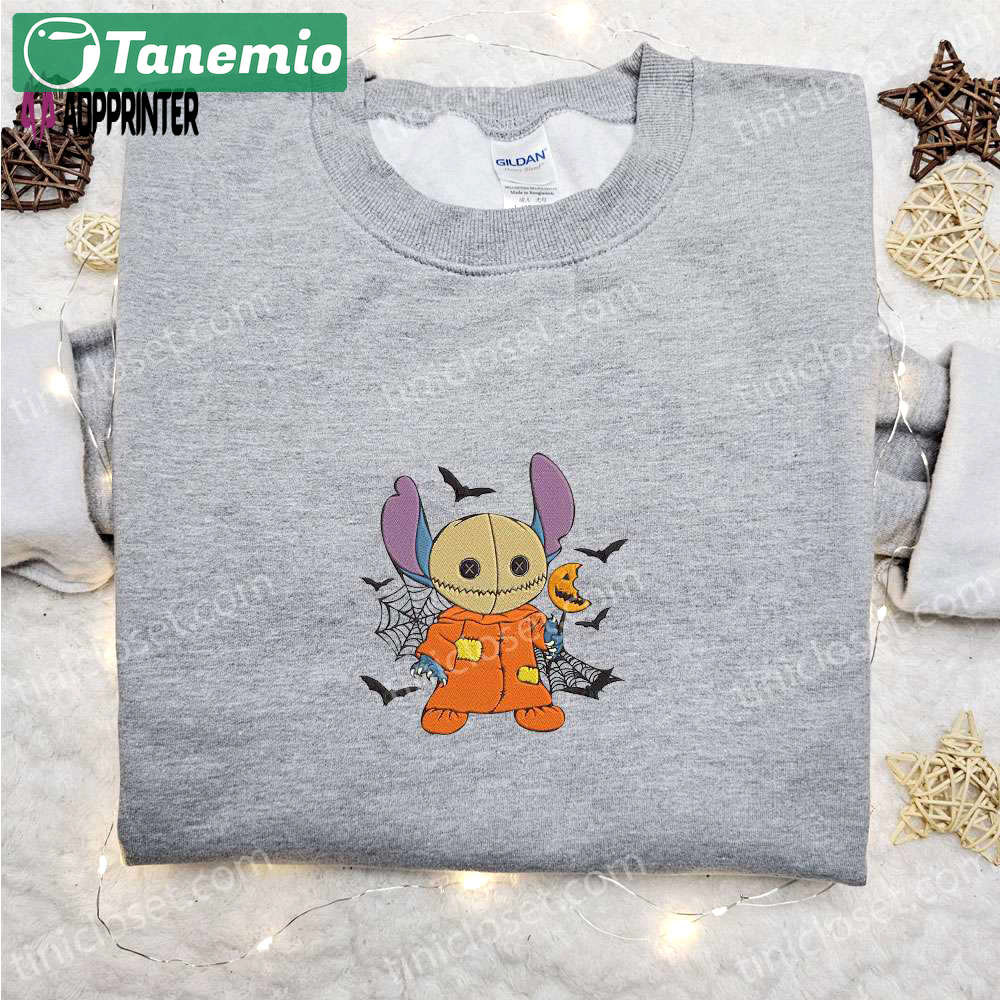 Spooky stitch sam trick or treat shirt & disney characters hoodie – best halloween gift ideas Embroidered Shirt