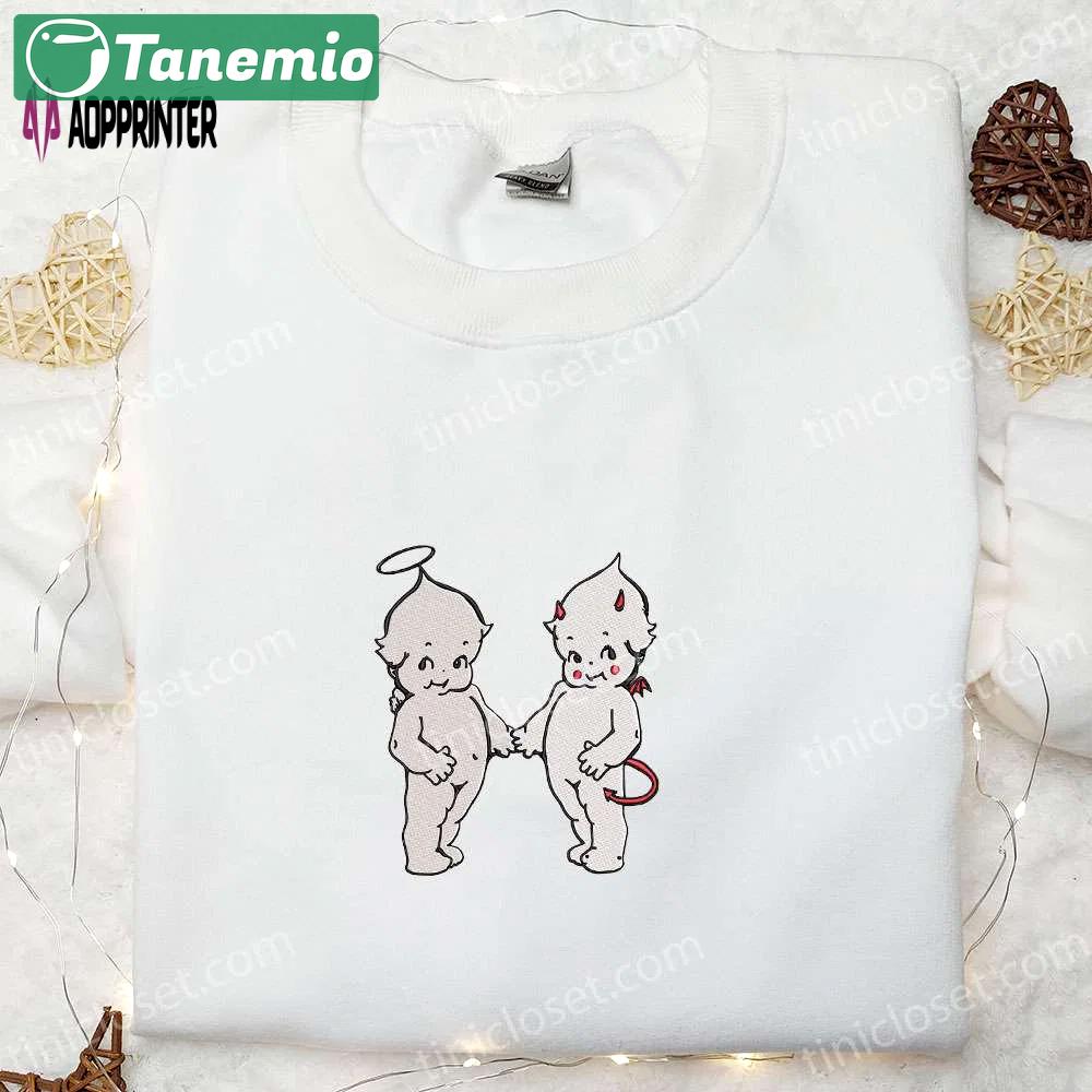 Spooky style: angel and devil embroidered sweatshirt halloween hoodie – best halloween gifts Embroidered Shirt