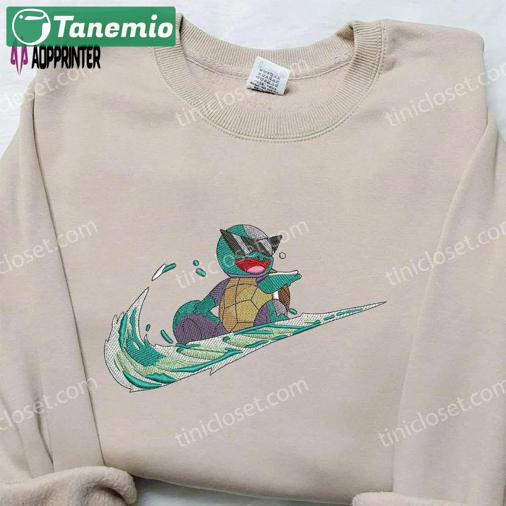 Squirtle x nike swoosh embroidered sweatshirt – pokemon & nike inspired shirt Embroidered Shirt
