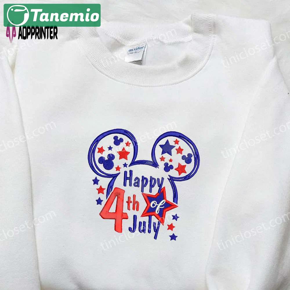 Star mickey mouse happy 4th july embroidered shirt disney patriotic shirts Embroidered Shirt