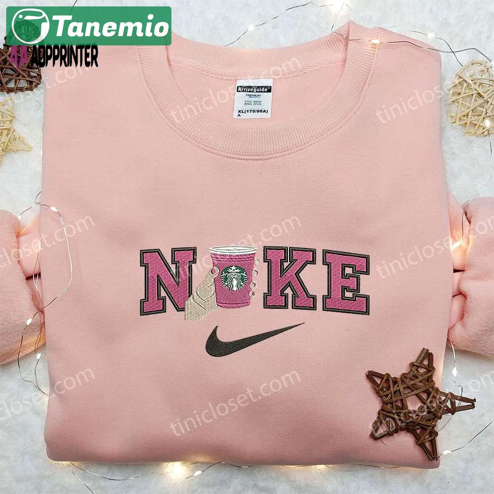 Starbucks x nike embroidered sweatshirt & shirt: favorite drink inspired apparel Embroidered Shirt