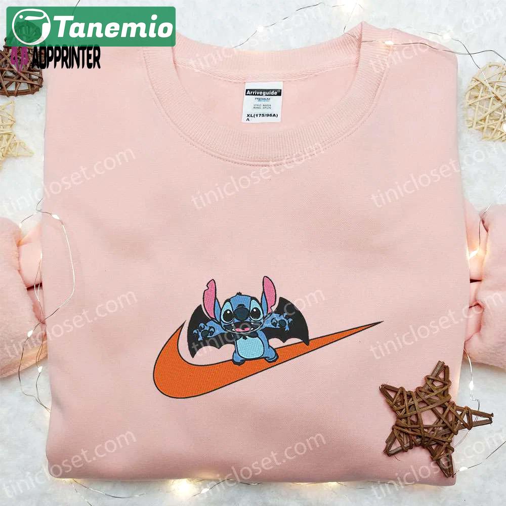 Stitch bat x swoosh embroidered sweatshirt – lilo and stitch disney shirt best halloween gift Embroidered Shirt