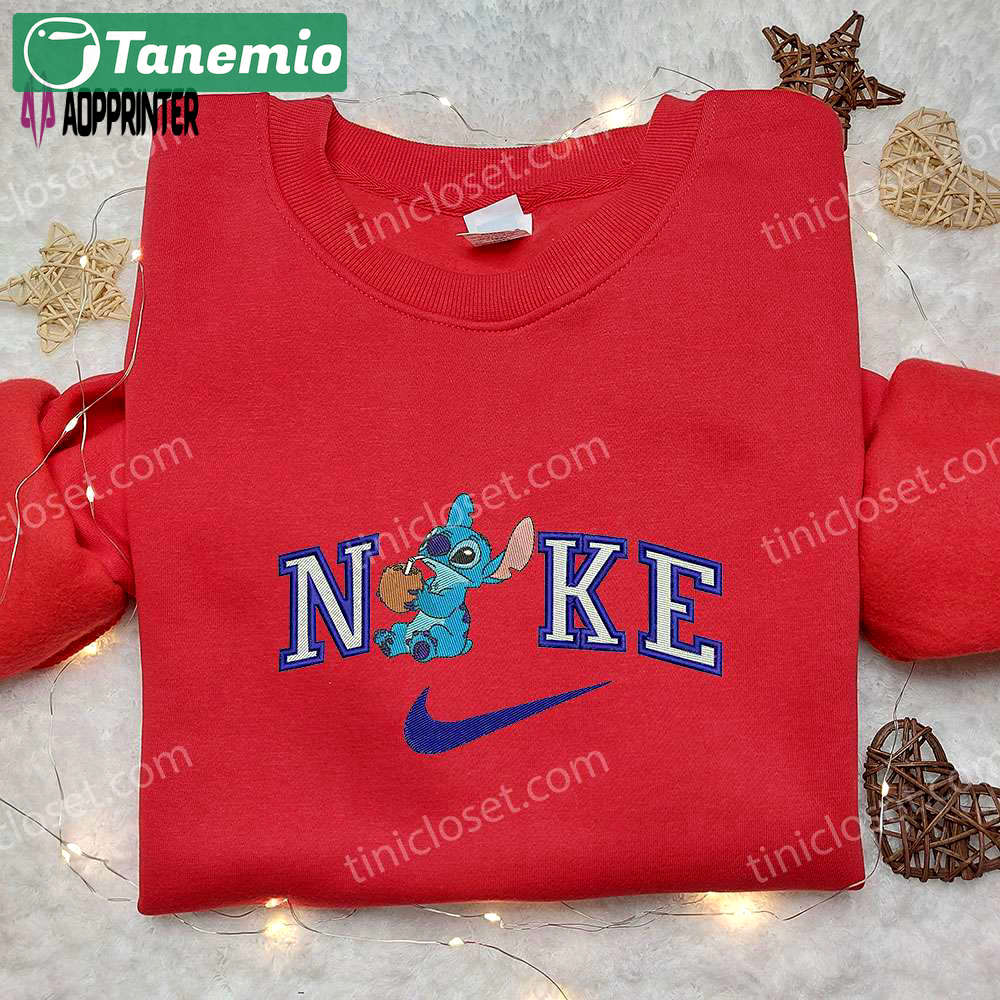 Stitch coconut x nike embroidered sweatshirt – lilo and stitch cartoon shirt nike inspired Embroidered Shirt