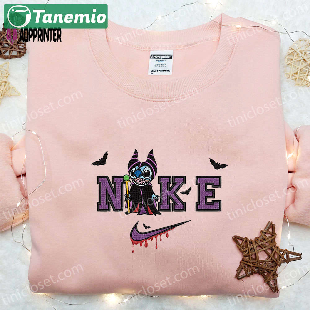 Stitch maleficent x nike embroidered hoodie & shirt: best halloween gift ideas Embroidered Shirt