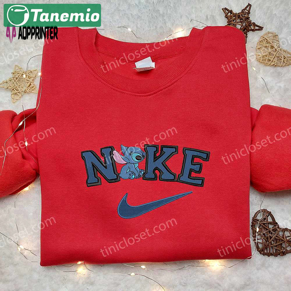Stitch x nike embroidered sweatshirt – nike inspired shirt perfect family gift Embroidered Shirt