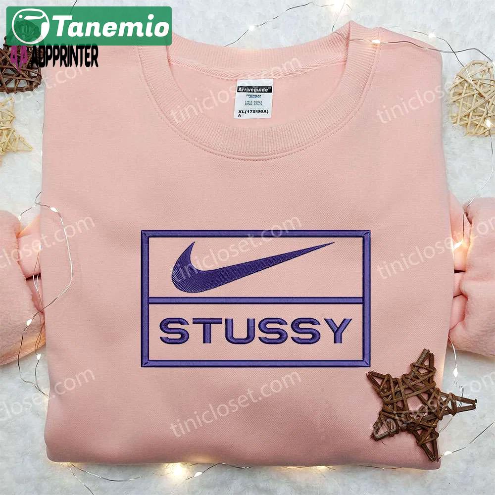 Stussy x nike embroidered hoodie & shirt: best family gift Embroidered Shirt