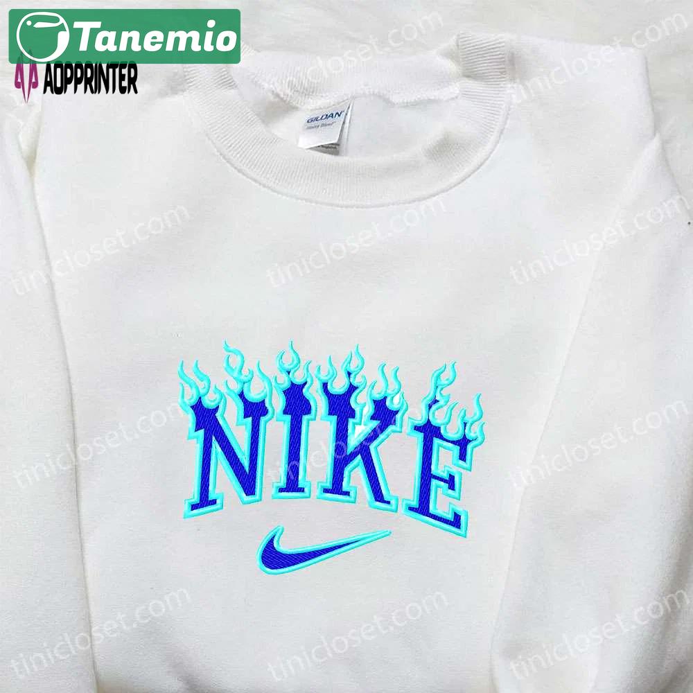 Stylish blue fire x nike embroidered shirt – perfect family gift Embroidered Shirt