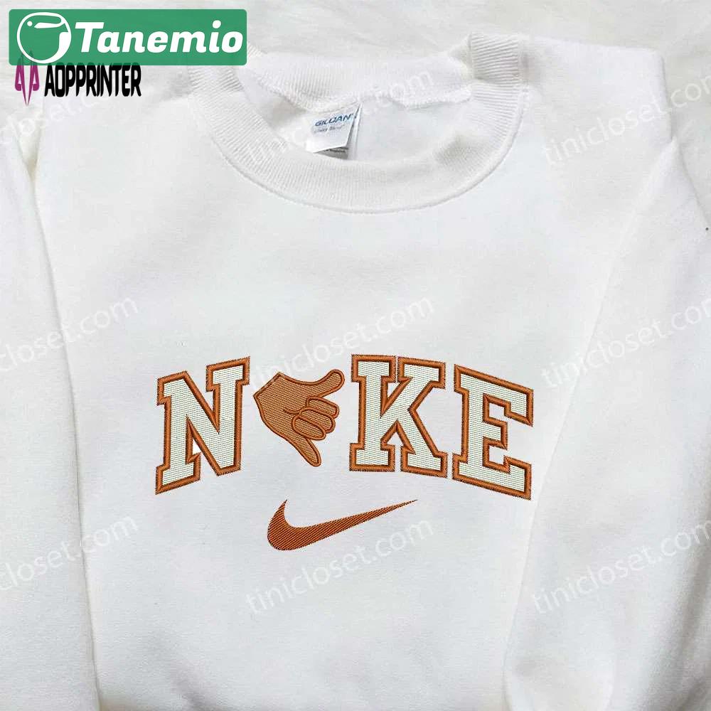 Stylish finger call x nike embroidered shirt – perfect gift for wife custom design Embroidered Shirt