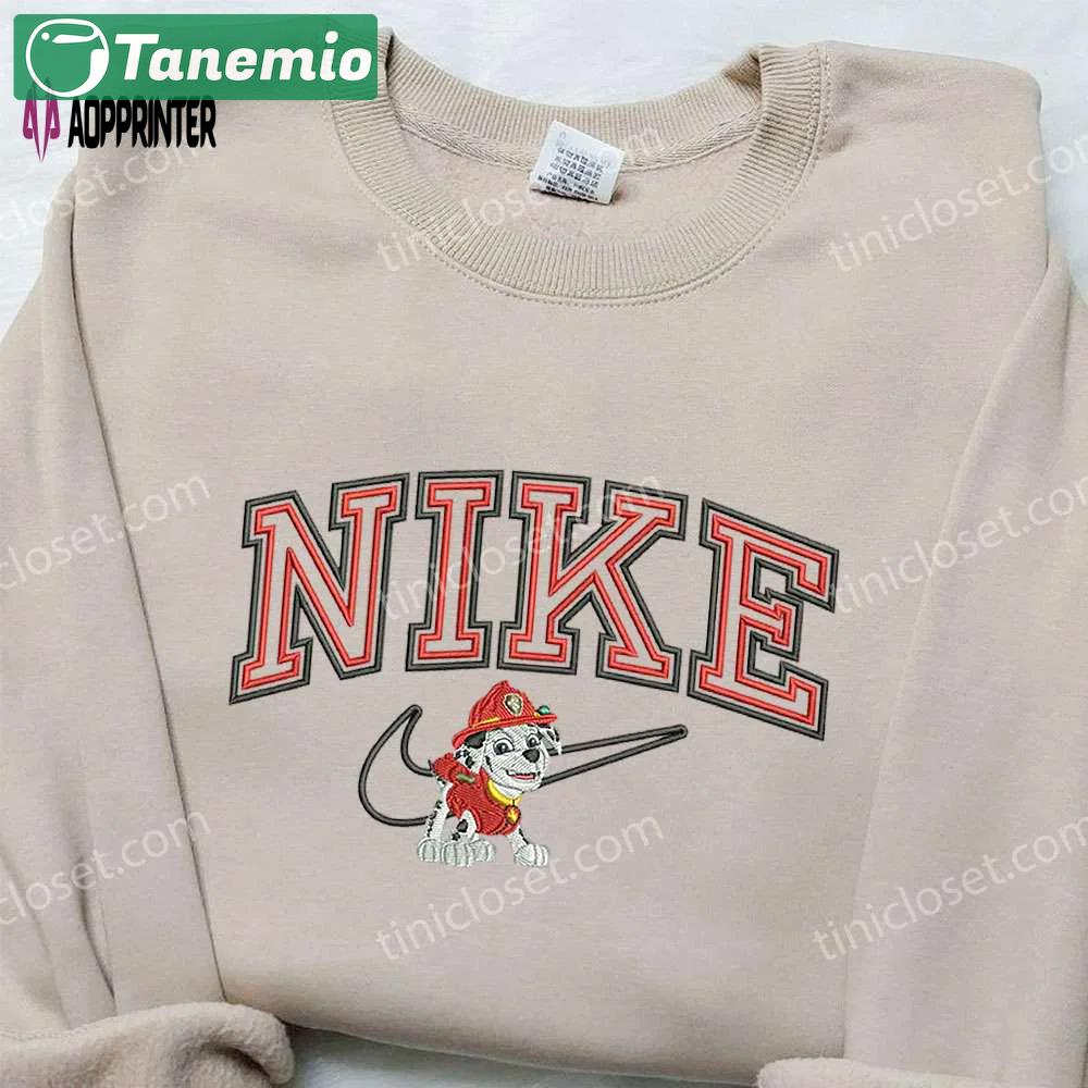 Stylish marshall x nike embroidered sweatshirt paw patrol cartoon & nike inspired shirt Embroidered Shirt