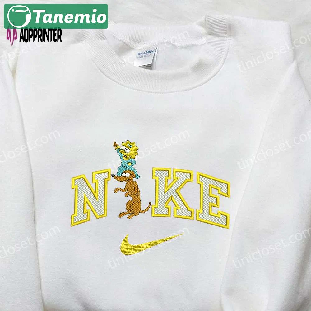 Stylish nike x maggy and dog embroidered shirt the simpsons & cartoon design Embroidered Shirt