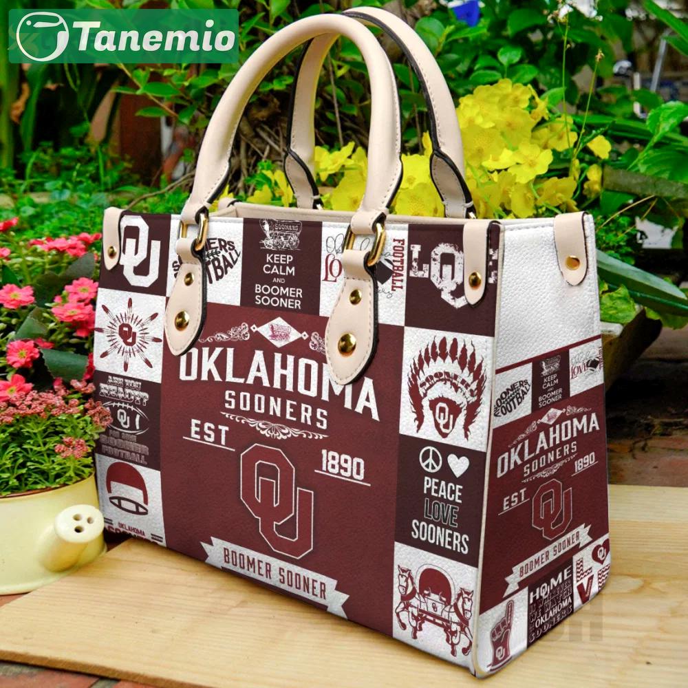 Stylish oklahoma sooners leather hand bag gift for women’s day: perfect women s day gift 269 Women Leather Hand Bag
