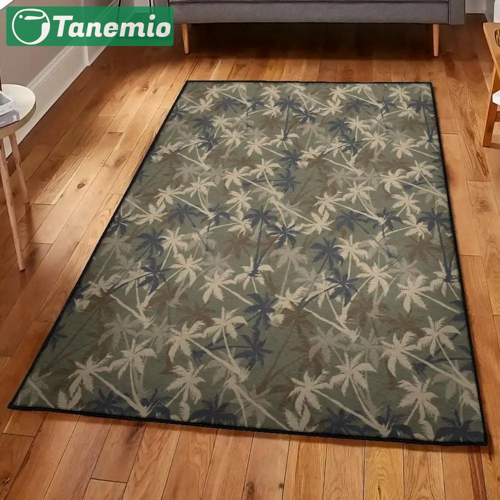 Summer vacation art deco rug, palm tree camouflage rug Rectangle Rug