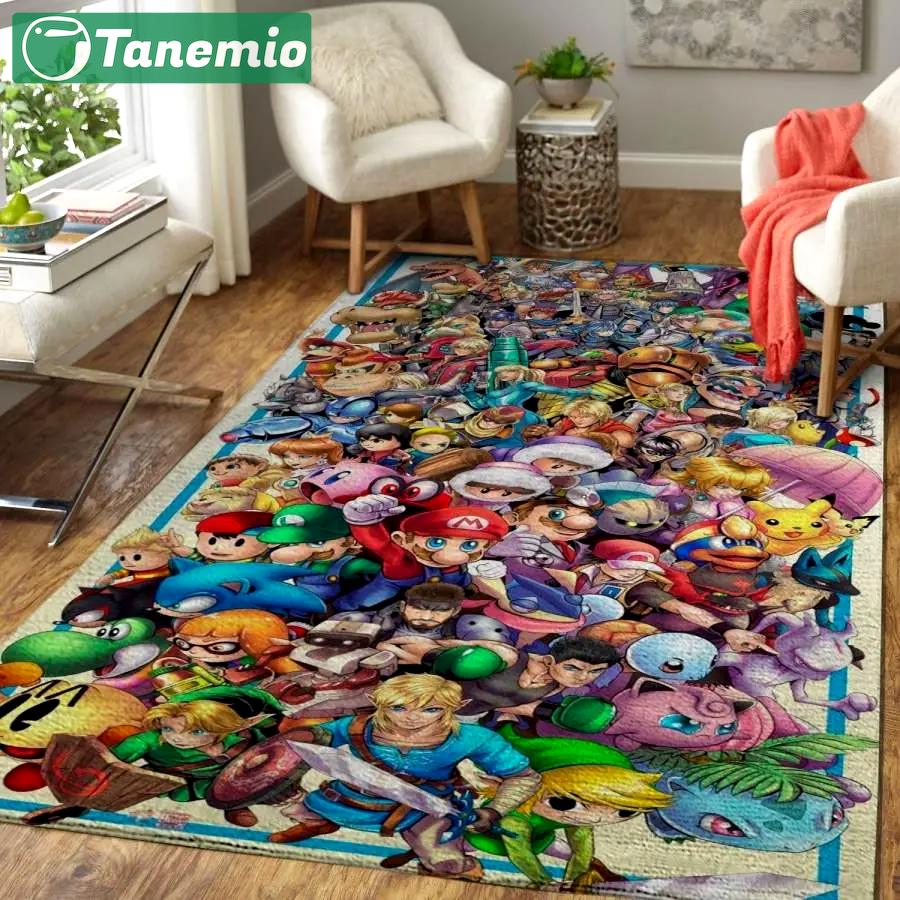 Super smash bros. area rug living room rug home decor nintendo video game gfd 19091604 Rectangle Rug
