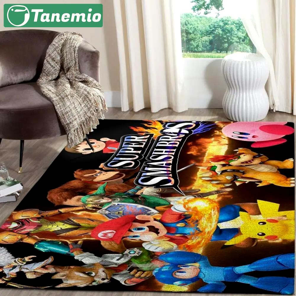 Super smash bros. area rug nintendo video game carpet gamer living room rugs rug regtangle carpet floor decor home decor v3960 Rectangle Rug