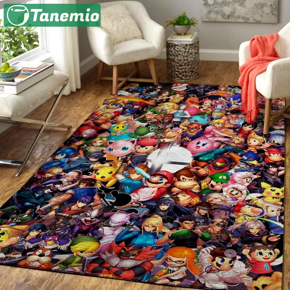 Super smash bros. ultimate area rug nintendo video game carpet gamer living room rugs rug regtangle carpet floor decor home decor v5545 Rectangle Rug