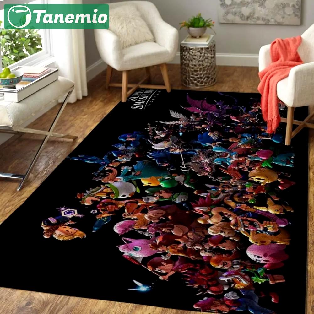 Super smash bros. ultimate area rug nintendo video game carpet gamer living room rugs rug regtangle carpet floor decor home decor v5549 Rectangle Rug