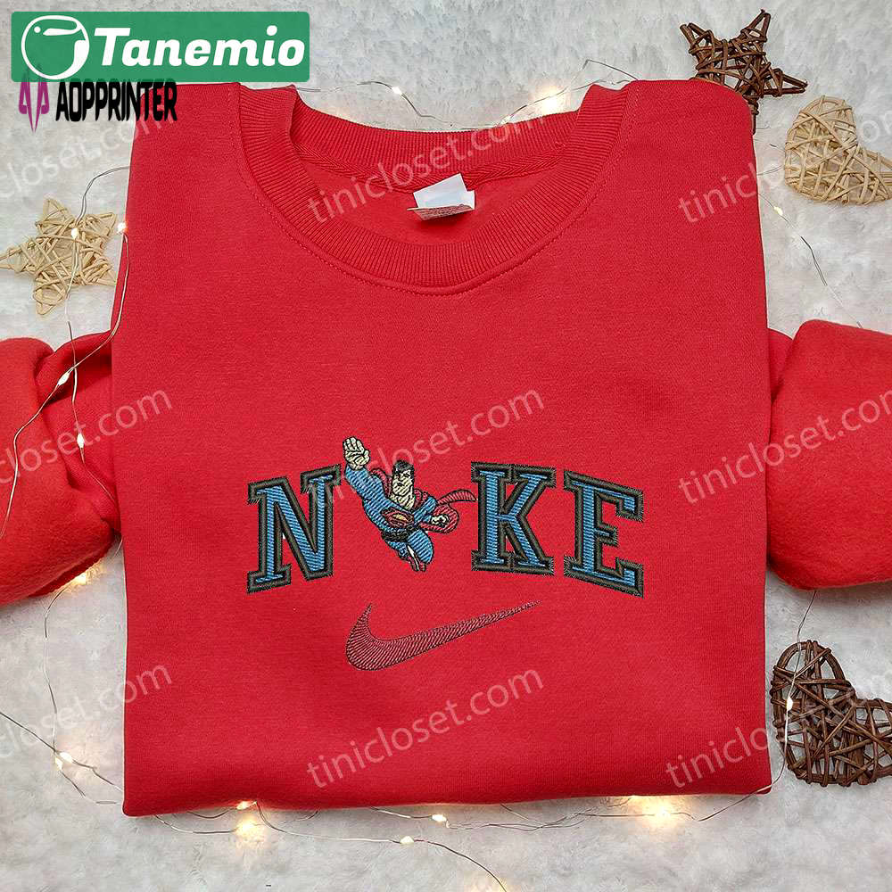 Superman x nike embroidered sweatshirt marvel cartoon & nike inspired shirt Embroidered Shirt