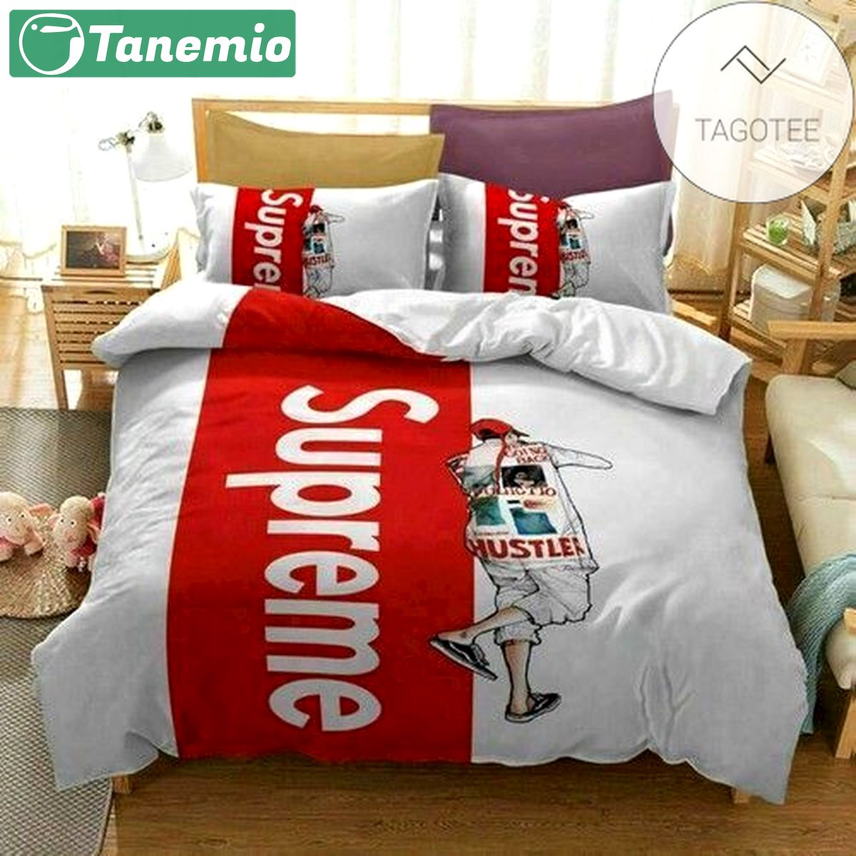 Supreme hustler logo type 193 Bedding Sets covers blankets sheets bed linen bedclothes premium fashion brand luxury ideas duvet bedspread hyperbeast Bedroom home decor