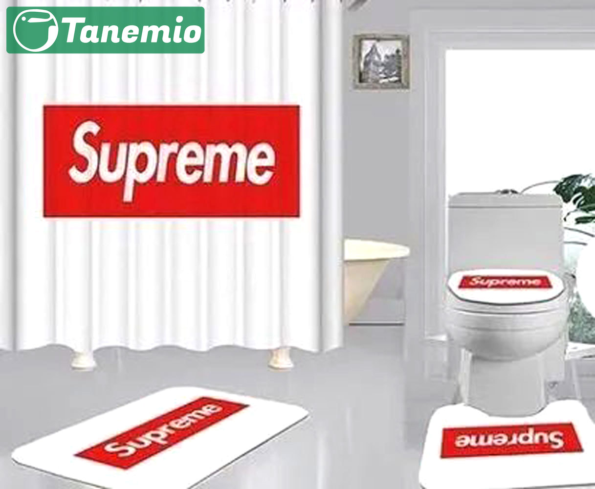Supreme white bathroom sets home decor bath mat hypebeast luxury fashion brand Bathroom Set