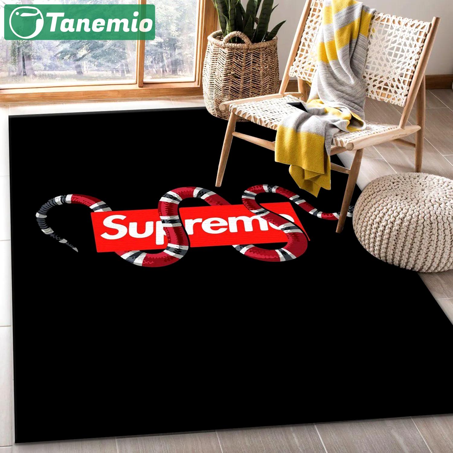 Supreme x gucci logo type 111. Upgrade Your Living Room with Luxury Home Decor: Area Carpets, Floor Decor, Door Mats, and Hot Gift Items with style a High-End Fashion Brand Rectangle Rug