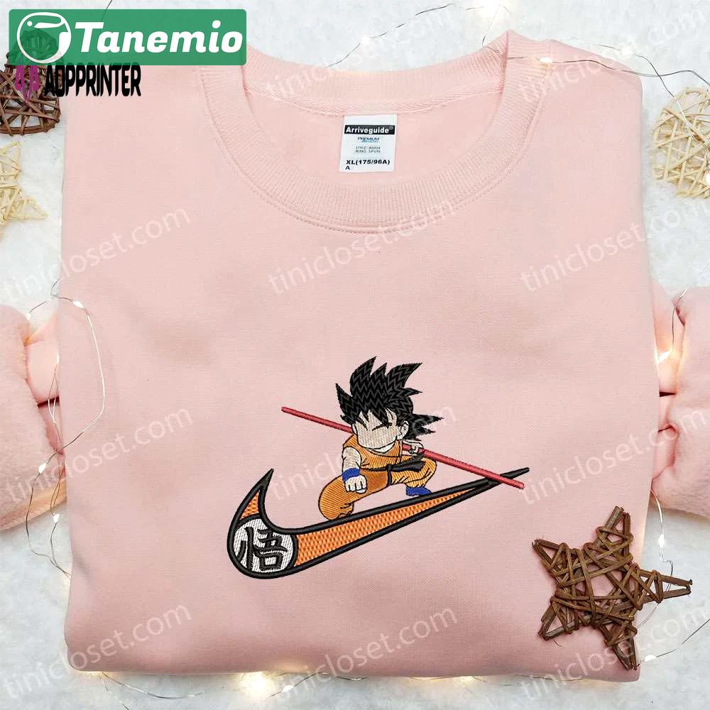 Swoosh x goku kid embroidered sweatshirt: best family gift – custom nike hoodie & t-shirt Embroidered Shirt