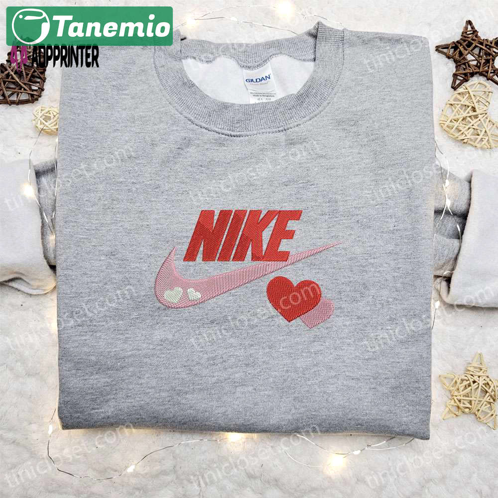 Swoosh x hearts embroidered sweatshirt: perfect valentine s day gift idea Embroidered Shirt