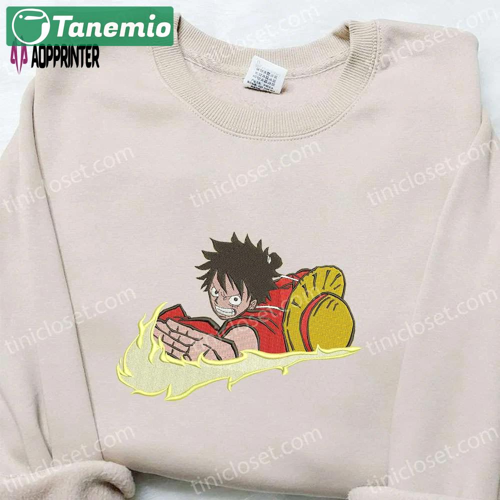 Swoosh x monkey d luffy embroidered hoodie & one piece shirt – custom embroidery Embroidered Shirt