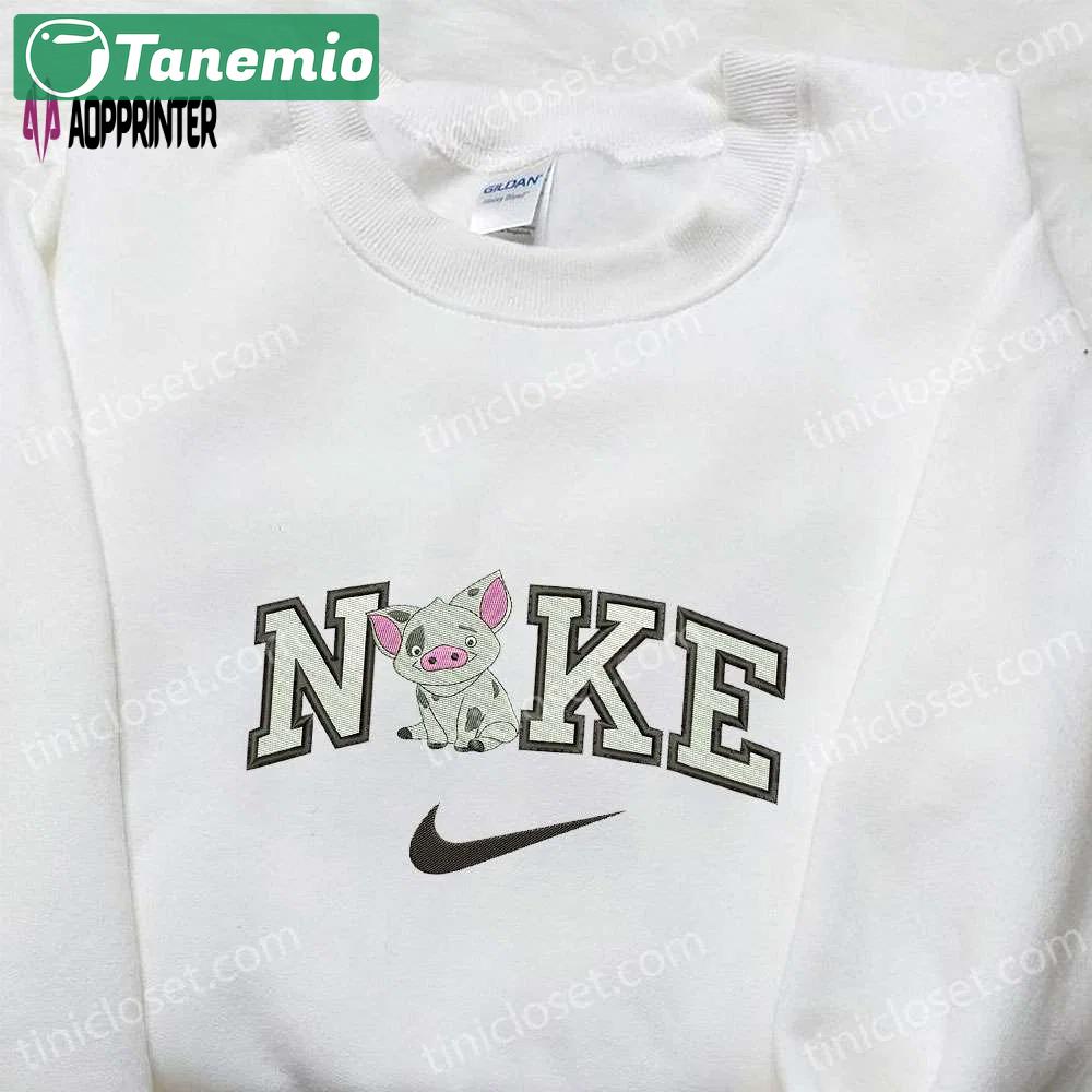 Swoosh x pig anime embroidered shirt: animal inspired nike t-shirt Embroidered Shirt