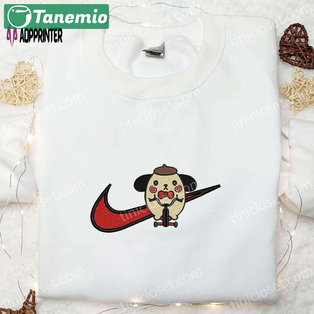 Swoosh x pompompurin jigsaw embroidered sweatshirt nike inspired shirt funny horror halloween t-shirt Embroidered Shirt