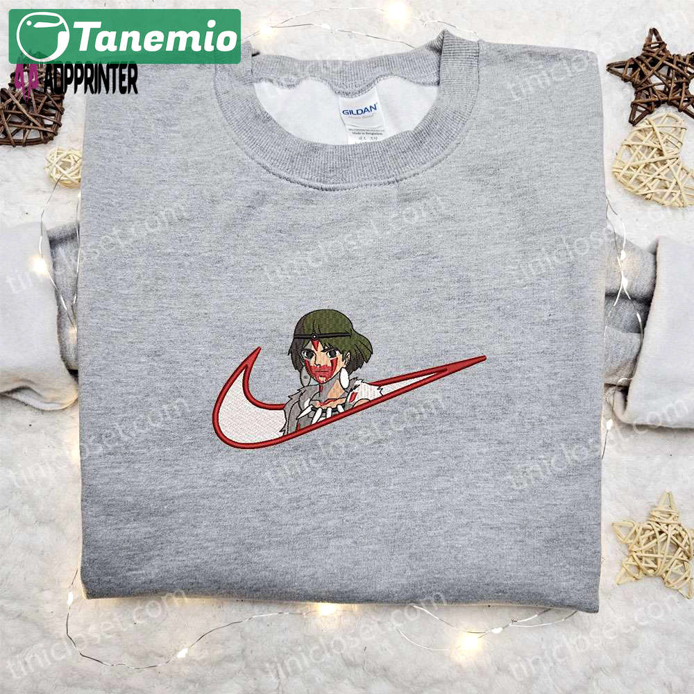 Swoosh x san anime sweatshirt princess mononoke shirt nike-inspired t-shirt Embroidered Shirt