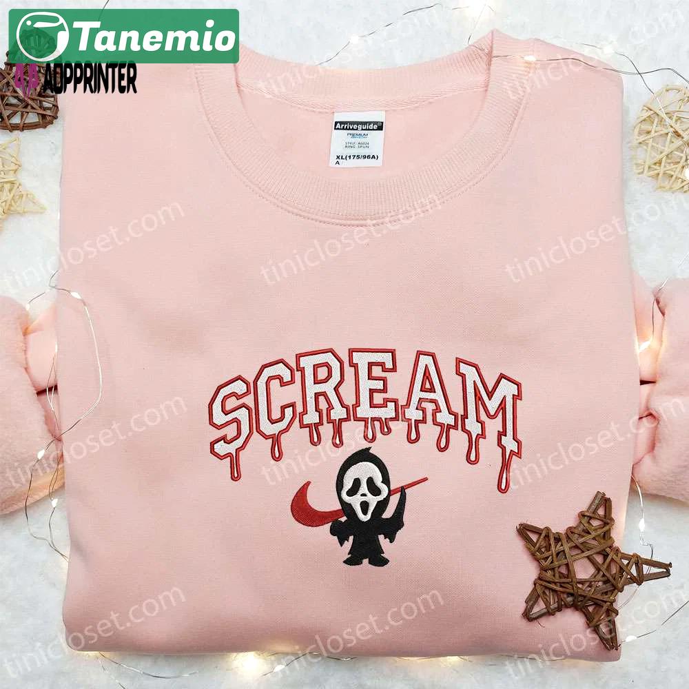 Swoosh x scream ghostface embroidered sweatshirt: best horror movie shirt perfect gift for all occasions Embroidered Shirt