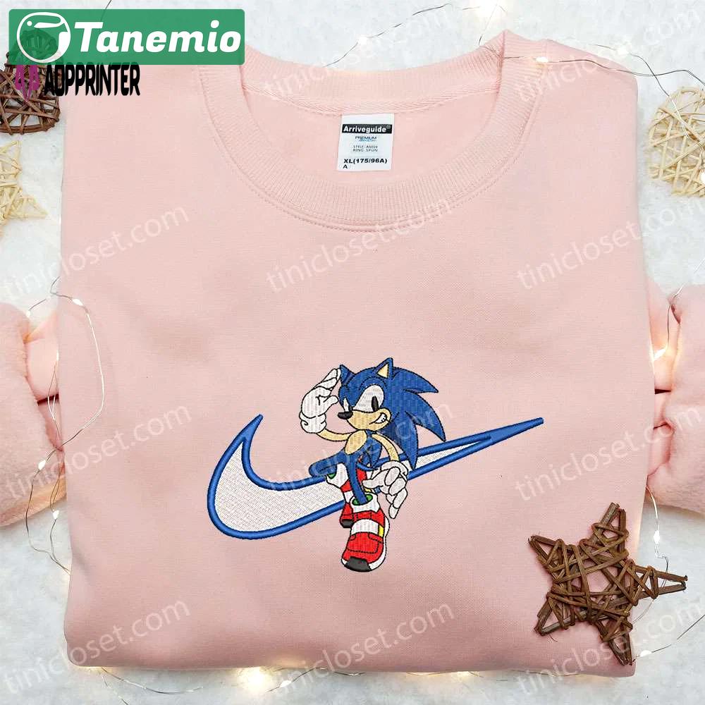 Swoosh x sonic movie embroidered sweatshirt hoodie & t-shirt – custom nike collection Embroidered Shirt