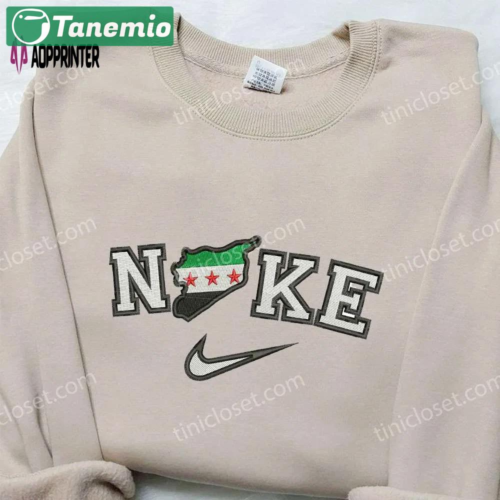 Syria map x nike: embroidered sweatshirt national flag & inspired shirt Embroidered Shirt