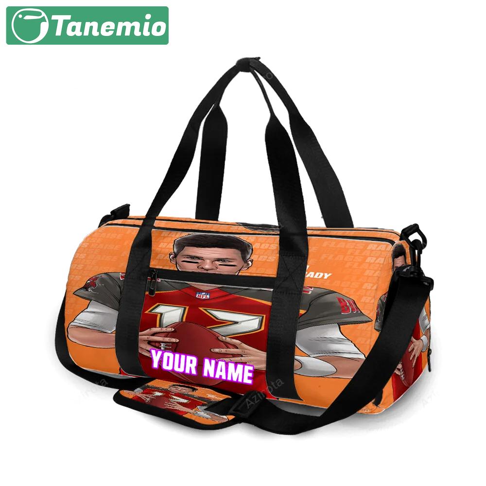 Tampa bay buccaneers 12 tom brady v49 personalized name travel bag gym bag 2587 Travel Bag