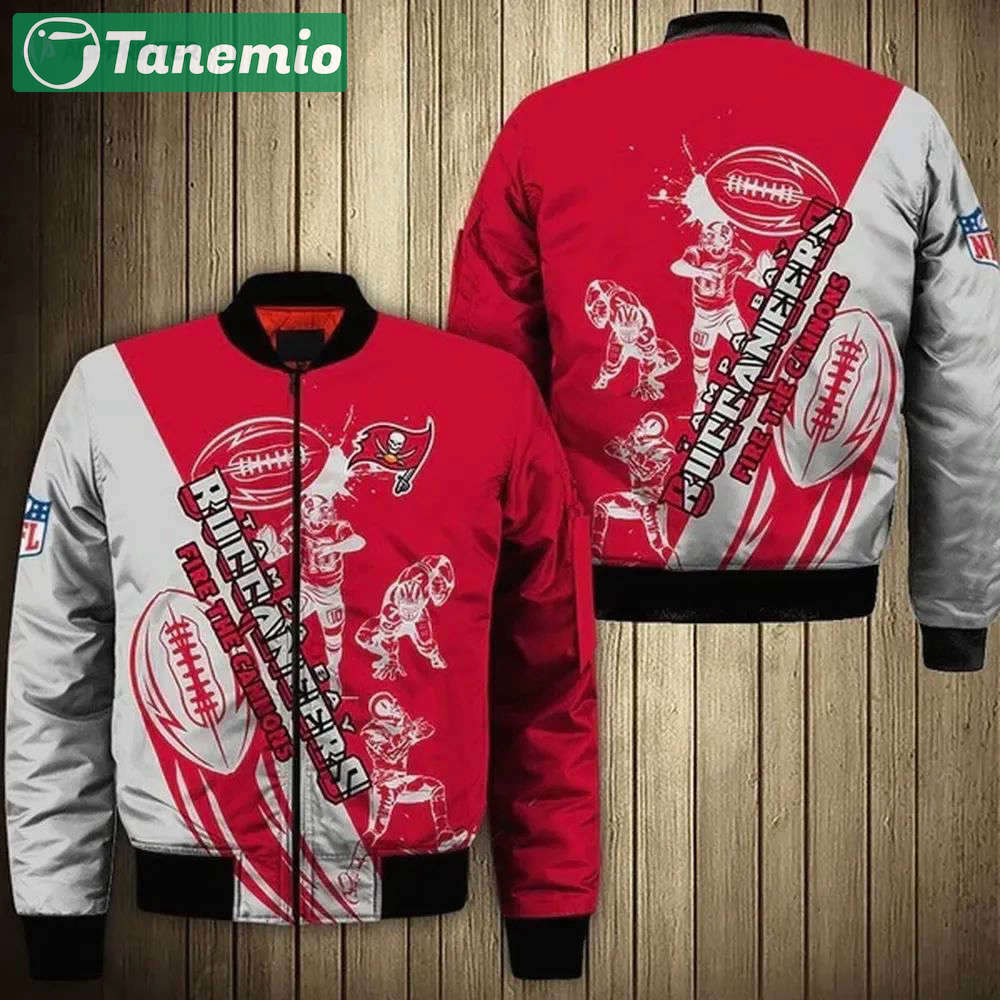 Tampa bay buccaneers players pattern bomber jacket – red Bomber Jacket