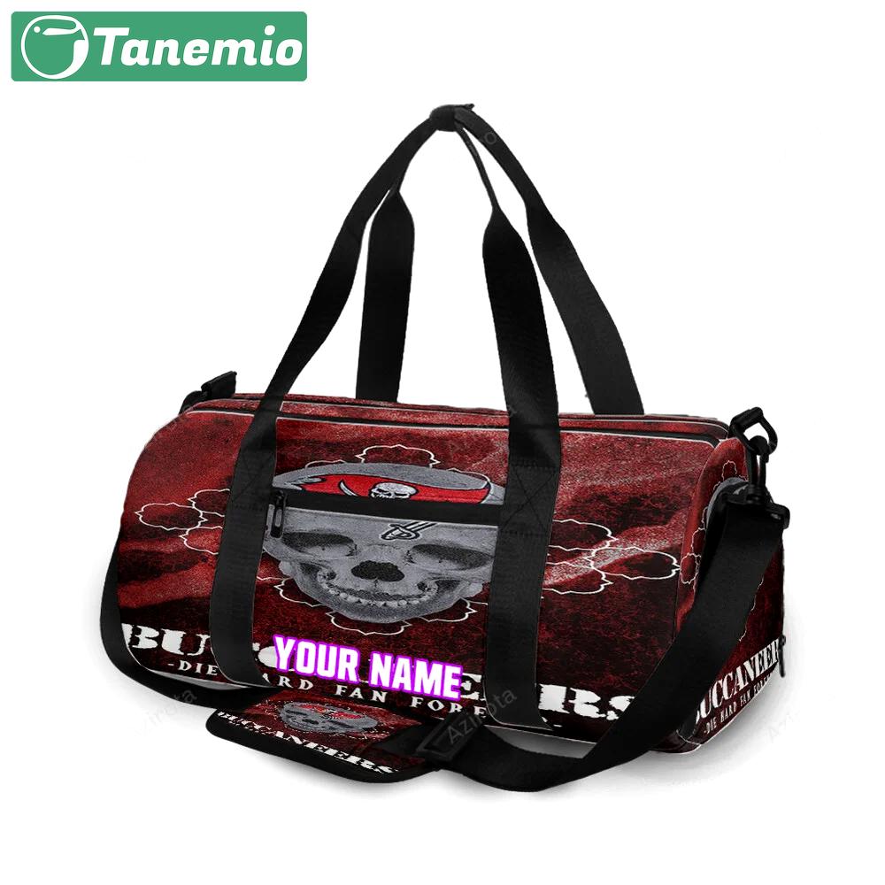 Tampa bay buccaneers skull v11 personalized name travel bag gym bag 2592 Travel Bag