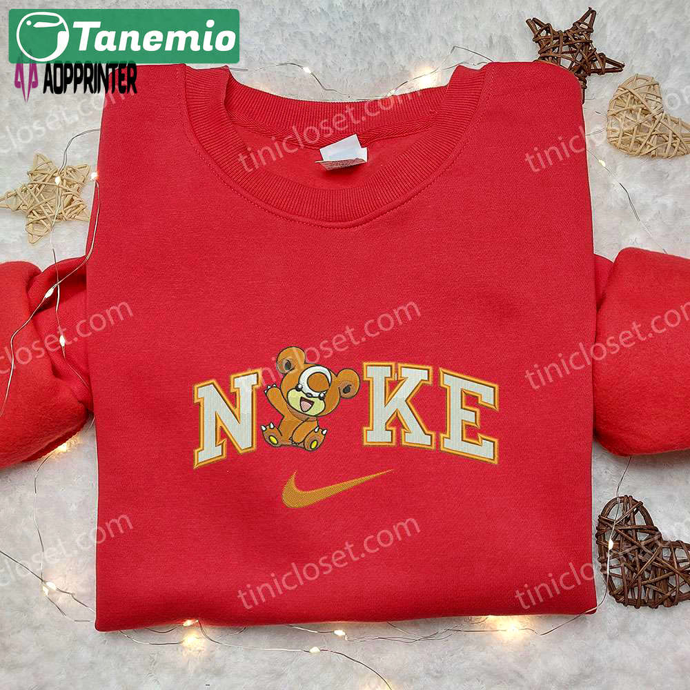 Teddiursa x nike embroidered sweatshirt – pokemon & nike inspired shirt Embroidered Shirt