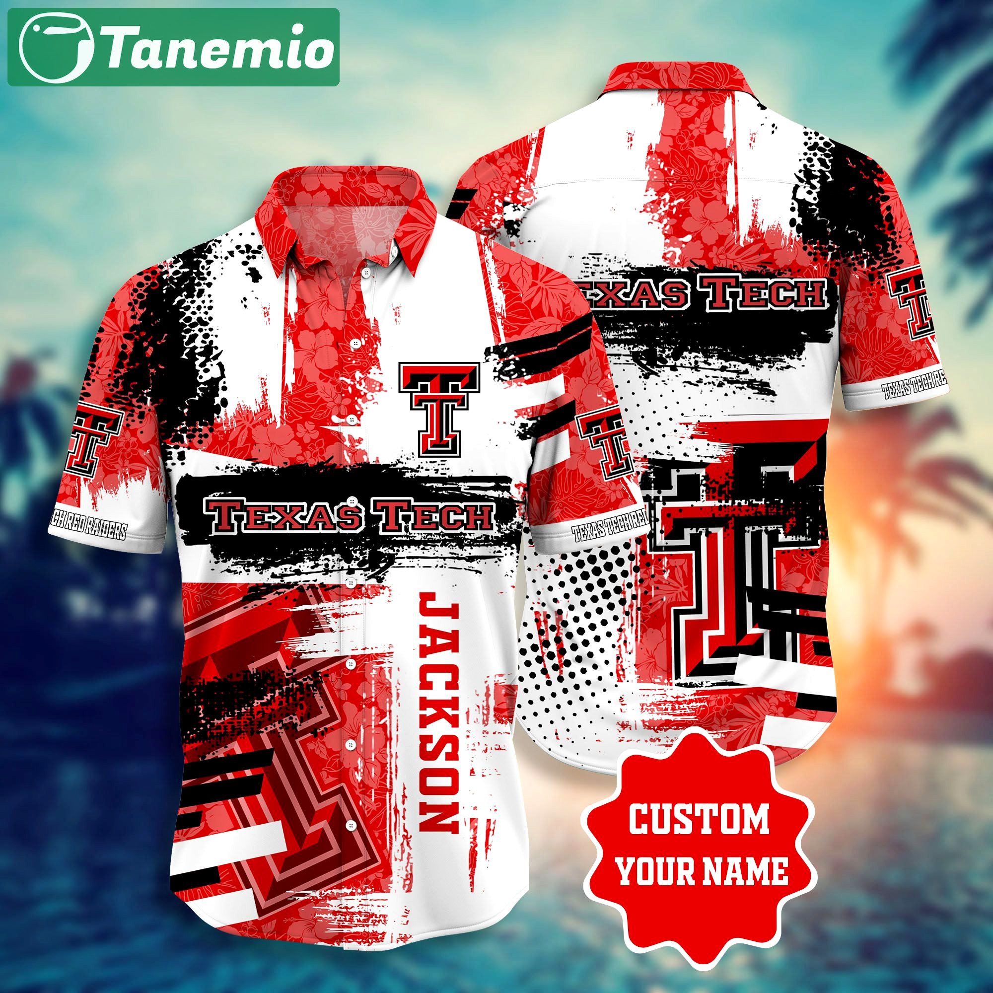 Texas tech red raiders ncaa3 personalized hawaii style shirt short custom name hawaiian shirts Hawaii Shirt Shorts & Flip Flops
