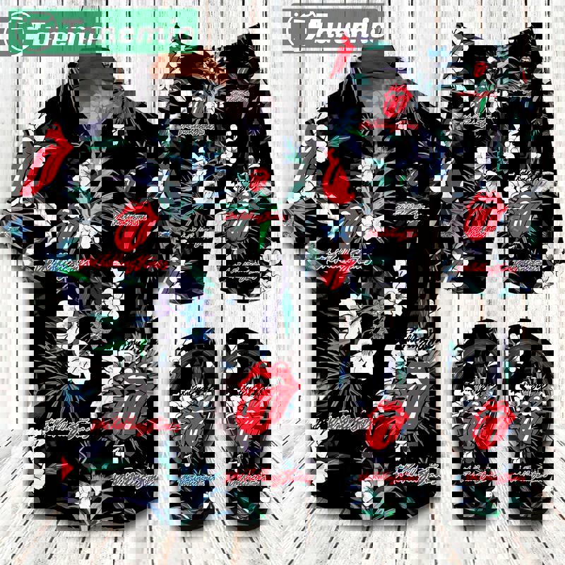 The rolling stones flip flops and combo hawaii shirt shorts luxury brand summer outfit Hawaii Shirt Shorts & Flip Flops